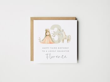 Personalised Granddaughter 1st Birthday Card Princess And Unicorn *Age Options, 3 of 5