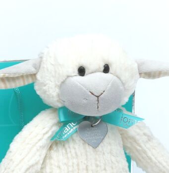 Lamb Soft Toy With Personalised Hand Engraved Heart, 3 of 4