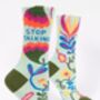 Ladies 'Stop Talking' Floral Socks, thumbnail 2 of 4