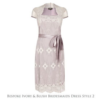 Bespoke Lace Bridesmaids Dresses In Ivory And Blush, 3 of 5