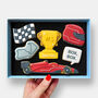 Personalised Racer Father's Day Letterbox Iced Cookies, thumbnail 1 of 10