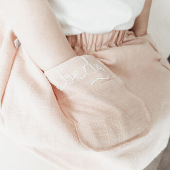 Handmade Personalised Linen Baby And Toddler Skirt, 3 of 8