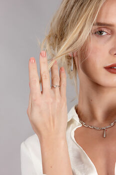 Silver Wishbone Ring With White Topaz, 7 of 12