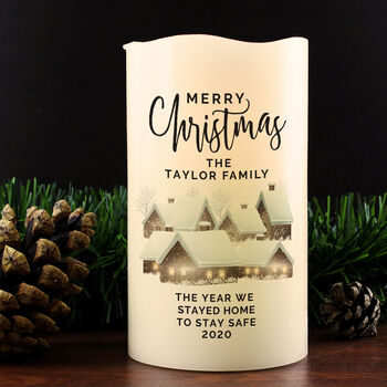 Personalised Christmas Town LED Candle, 2 of 3