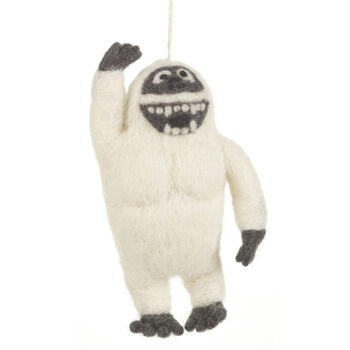 Handmade Felt Yeti Biodegradable Hanging Decoration, 2 of 8