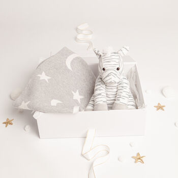 Unisex Zebra Plush Toy And Star Blanket Baby Gift Set, 3 of 5