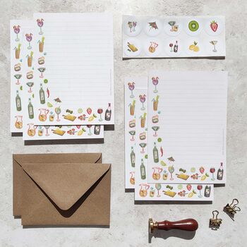 Cocktail Party Cheese And Wine Letter Writing Set, 6 of 8