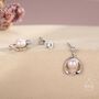 Sterling Silver Genuine Freshwater Pearl And Mobius Circle Dangle Drop Earrings, thumbnail 4 of 12