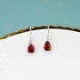 Sterling Silver Garnet Red Cz Droplet Drop Earrings, thumbnail 5 of 12