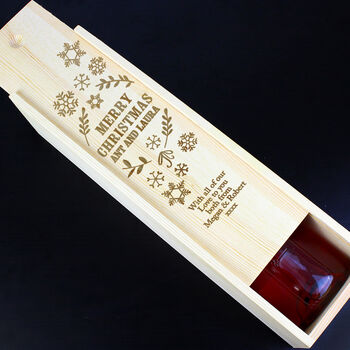 Personalised Merry Christmas Wooden Wine Bottle Box, 3 of 3