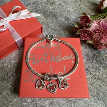 13th Birthday Charm Personalised Silver Bracelet Gift, 8 of 8