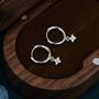 Sterling Silver Extra Tiny Hydrangea Flower Cz Huggie Hoop Earrings, thumbnail 1 of 12