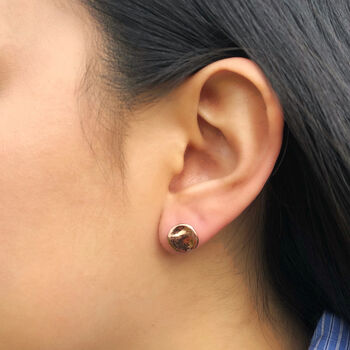 Organic Round Stud Gold Plated Silver Earrings, 4 of 8