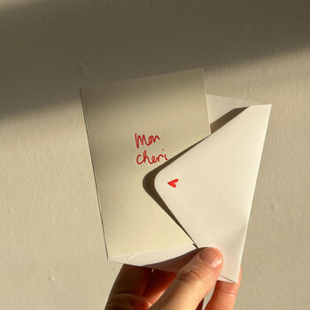 Hand Printed Romantic Card, Mon Cheri, 2 of 3