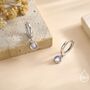 Sterling Silver Dangle Moonstone Huggie Hoop, thumbnail 2 of 11