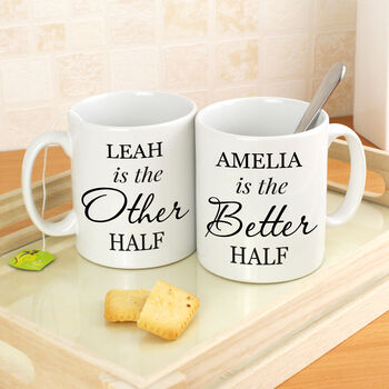 Personalised Other Half And Better Half Mug Set, 2 of 3