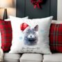 Personalised Christmas Cat Santa Hat Cushion Cover, thumbnail 6 of 11