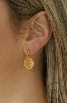 Handmade 24k Gold Plated Coin Earrings With Ear Posts, 4 of 10