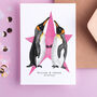 Penguin Couple Personalised Card, thumbnail 1 of 3