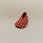 Red Gingham Fabric Eco Baby Shoes, Baby's Gift, thumbnail 7 of 8
