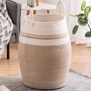 105 L Brown Cotton Rope Woven Storage Basket, 2 of 6