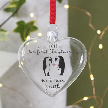 First Christmas As Mr And Mrs Penguin Bauble Keepsake, 6 of 6
