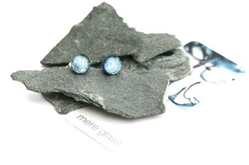 Small Blue Fused Glass Sterling Silver Stud Earrings, 2 of 11
