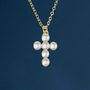 Personalised Tiny Gold Plated Sterling Silver White Seed Pearl Cross Necklace, thumbnail 1 of 10