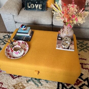 Coffee Table With Storage In Harris Tweed Ochre, 3 of 5