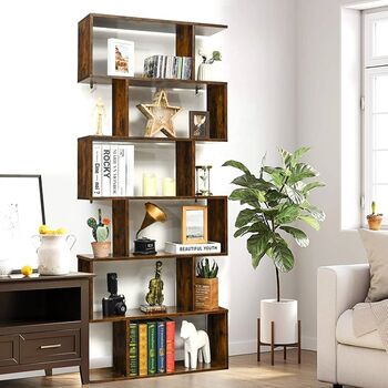 Six Tier Bookshelf Room Divider Modern Storage Unit, 4 of 12