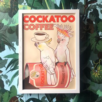Cockatoo Coffee Vintage Ad Inspired Illustration, 3 of 3