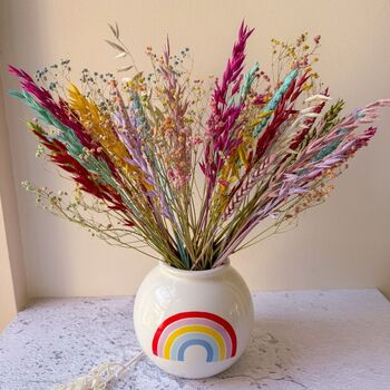 Rainbow Dried Flowers With Vase, 3 of 5