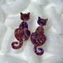 Abalone Cat Dangle Earrings, thumbnail 5 of 11