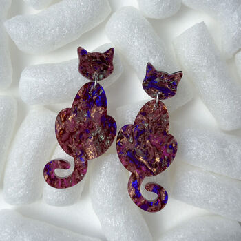 Abalone Cat Dangle Earrings, 5 of 11