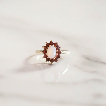 Vintage Florence Garnet And Opal Ring, 3 of 5