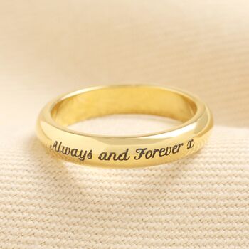 Personalised Stainless Steel Thick Band Ring In Gold, 2 of 3
