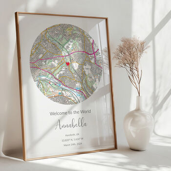 Welcome To The World Ordnance Survey Explorer Personalised Map Print New Baby Gift, 5 of 12