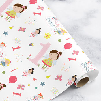 1st Birthday Girl Wrapping Paper Roll Or Folded, 2 of 3