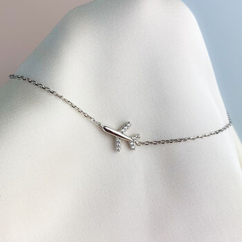 Sterling Silver Plane Charm Bracelet, 3 of 4