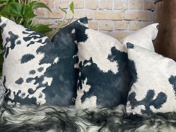 Cowhide Pattern Velvet Cushions Friesian, 8 of 12