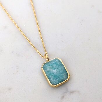 The Rectangle Amazonite Necklace, Gold Plated, 4 of 7