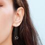 Sterling Silver Open Star Long Ear Threaders, thumbnail 2 of 9