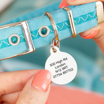 Personalised Circle Hello Scallop Pet ID Tag, 2 of 12