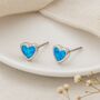 Sterling Silver Blue Opal Heart Stud Earrings – 5mm, thumbnail 1 of 6