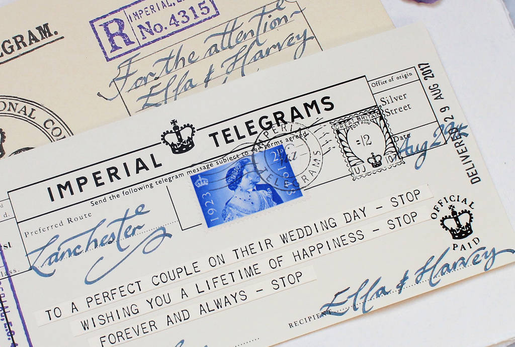 wedding or engagement congratulations telegram by imperial telegrams