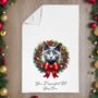 Personalised Cat In Christmas Wreath Gift Tea Towel, thumbnail 10 of 12