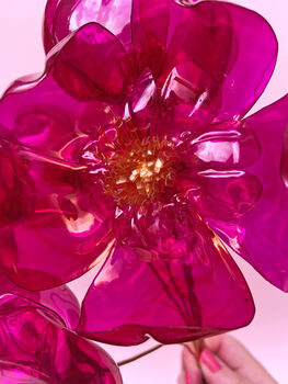 Large Hot Pink Bouquet Recycled Plastic Bottle Flowers, 6 of 10