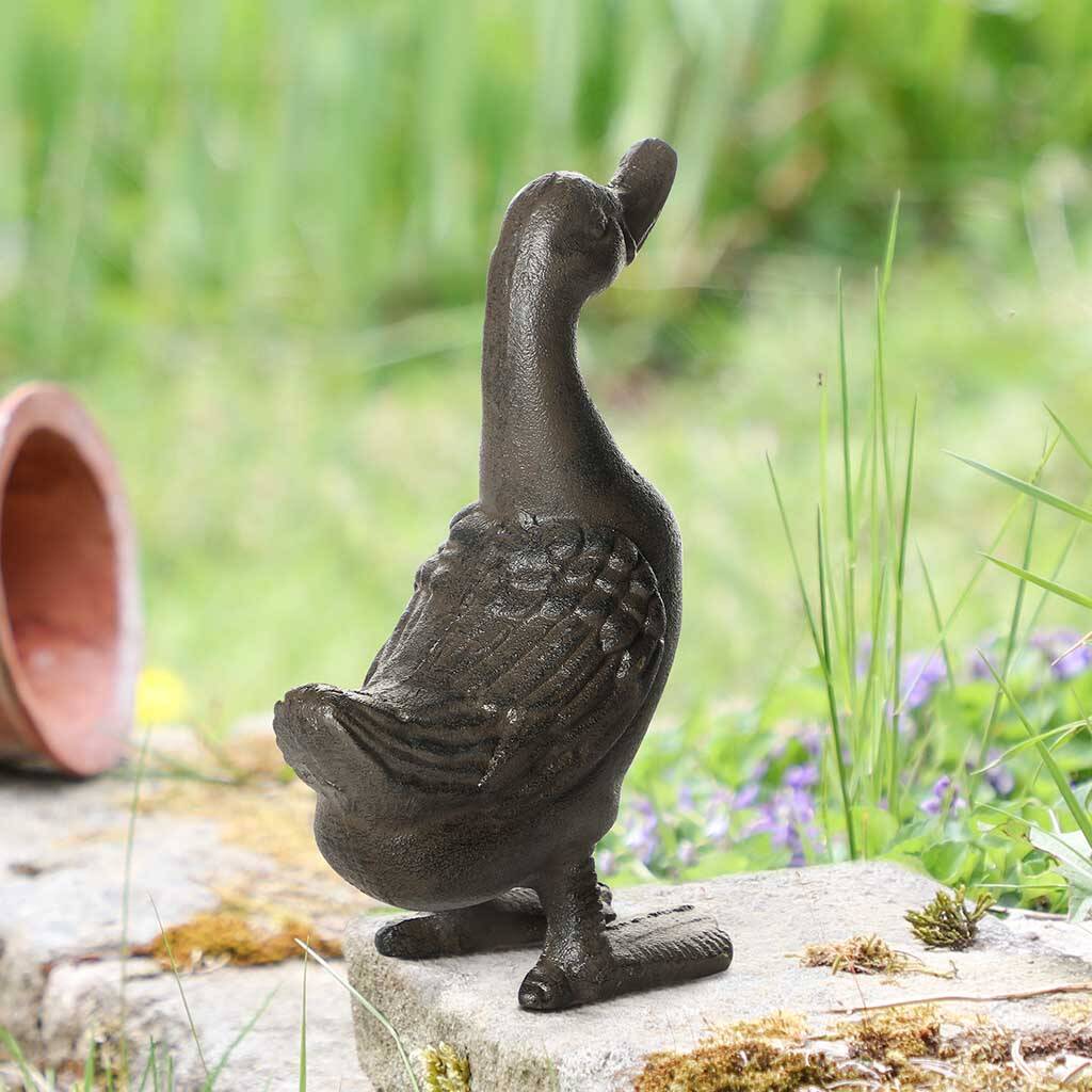Vintage Cast Iron Duck Garden Decoration By Dibor