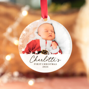 Personalised Baby's First Christmas Photo Bauble Gift, 3 of 5