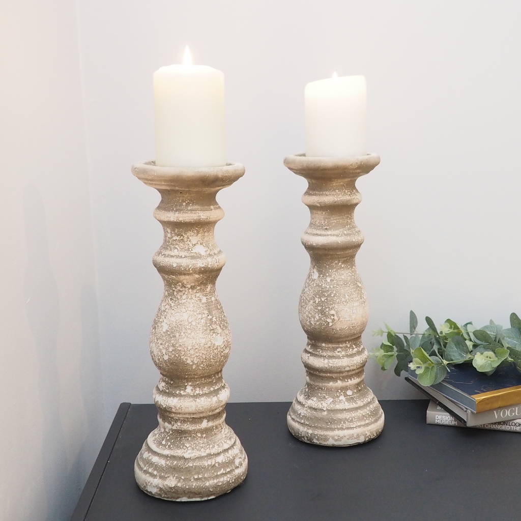 Grey Stone Candlestick By Za Za Homes
